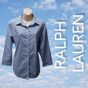 Ralph Lauren Blue and White Buttoned Down Shirt Size XL